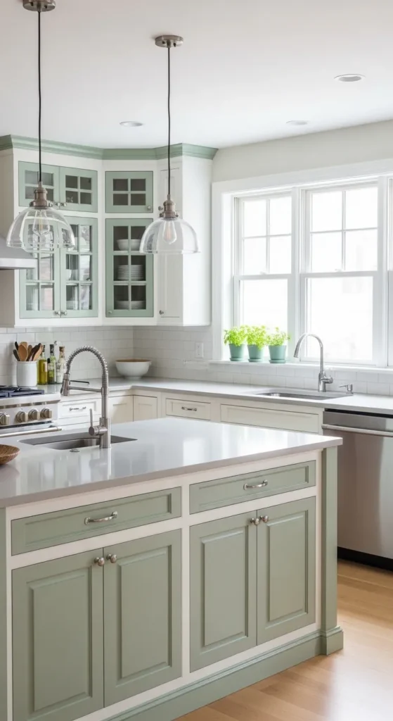 Sage Green and Wood Kitchen