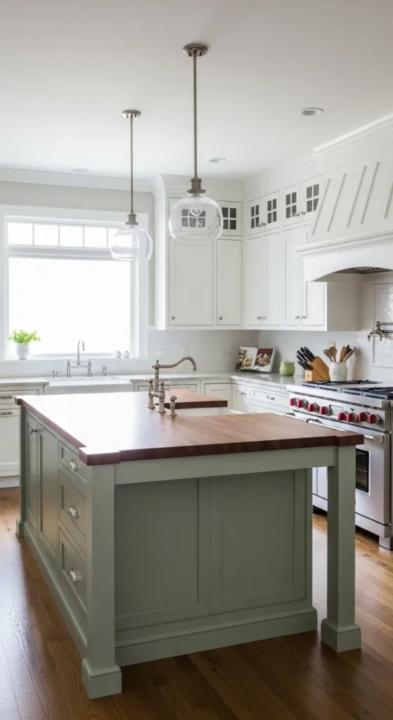 Sage Green and White Kitchen