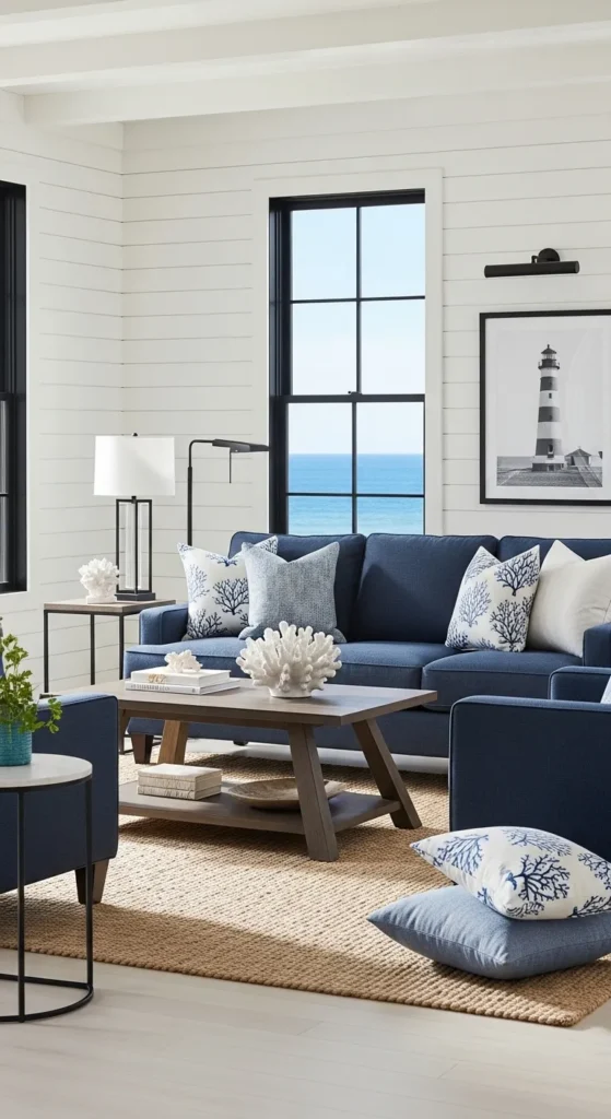 Black and Blue Living Room