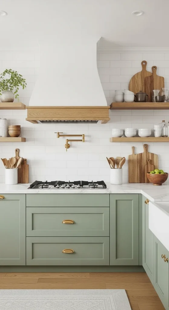 Sage Green and Wood Kitchen