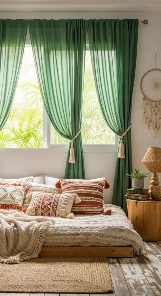 Emerald Green Boho Bedroom Ideas