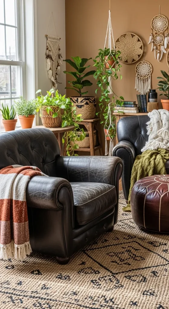 Black Boho Living Room