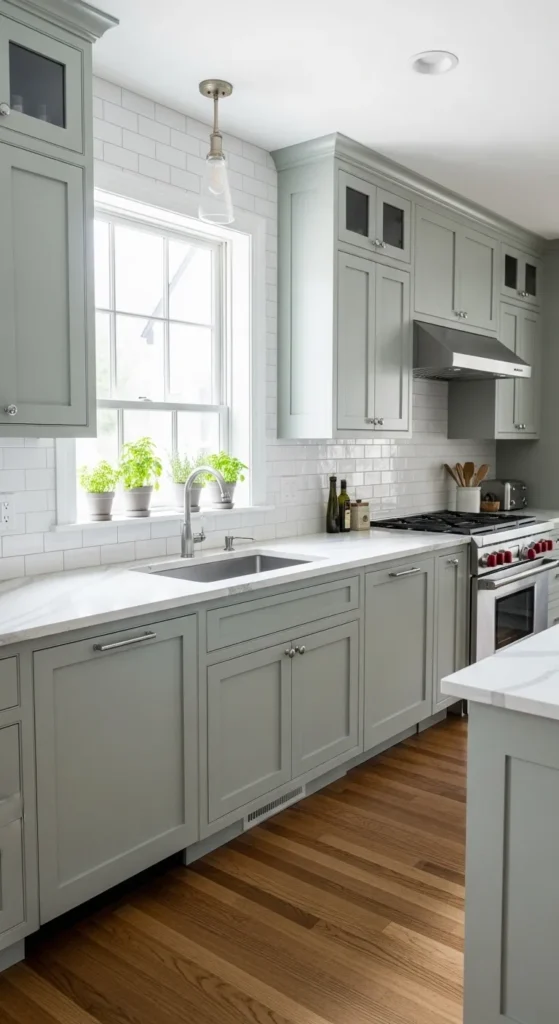 Sage Green and White Kitchen