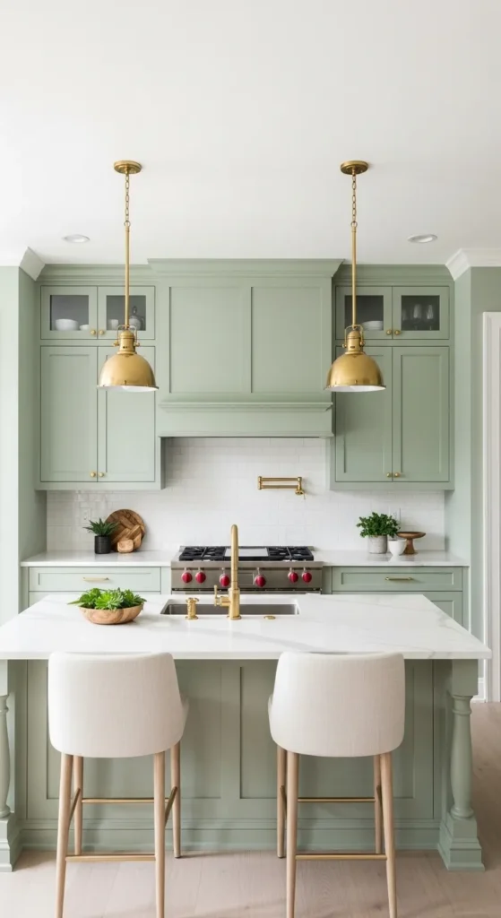 Sage Green and White Kitchen
