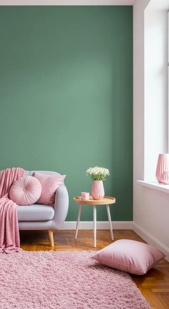Sage Green Pink Bedroom
