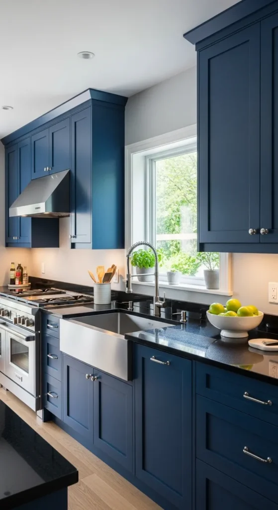 Kitchen with Blue Cabinets