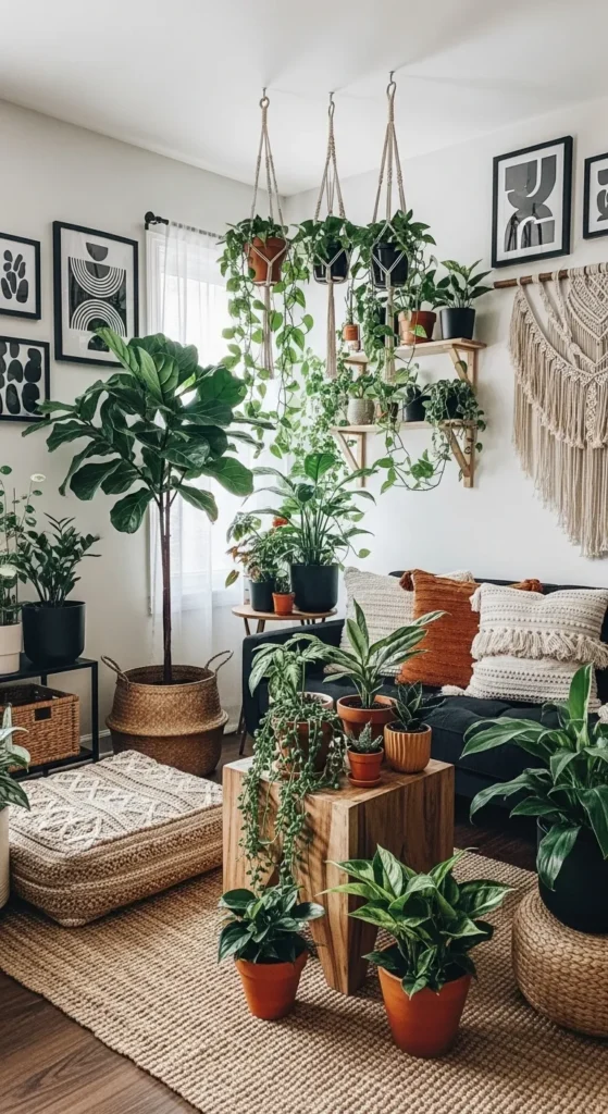 Black Boho Living Room