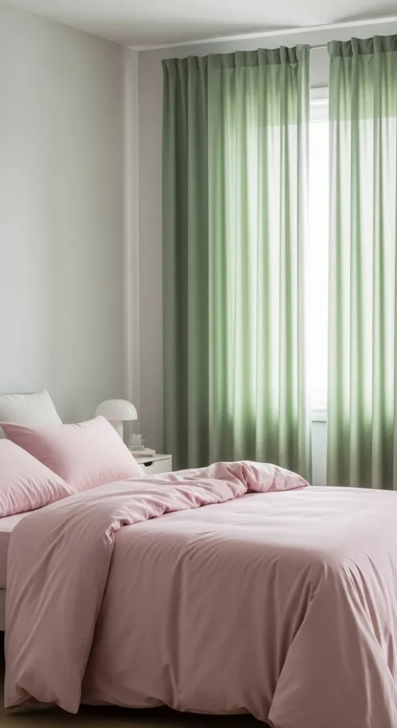 Sage Green Pink Bedroom