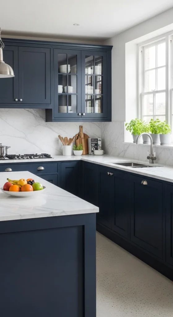 Kitchen with Blue Cabinets