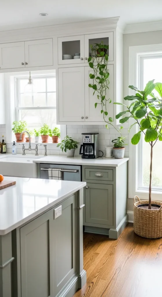Sage Green and White Kitchen