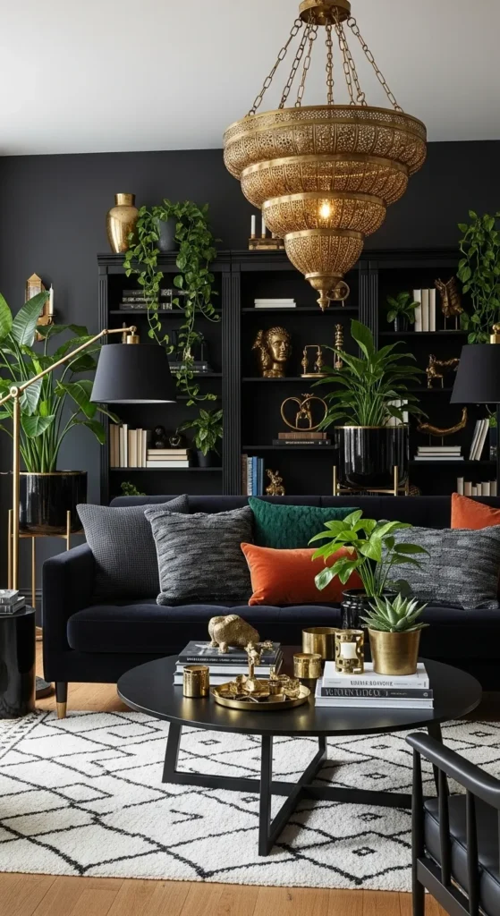 Black Boho Living Room