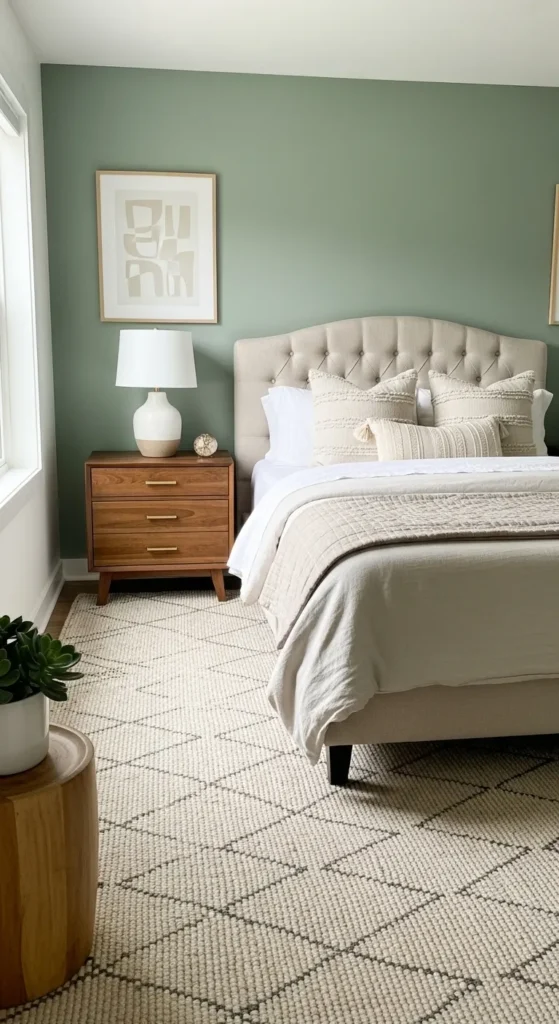 Sage Green Beige Bedroom