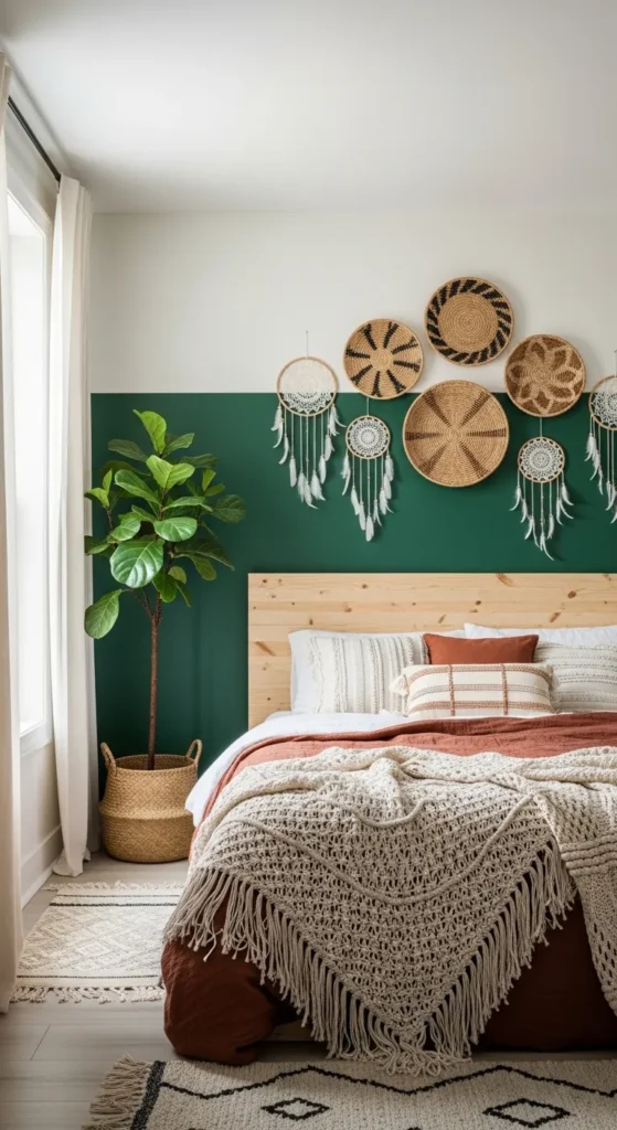 Emerald Green Boho Bedroom Ideas