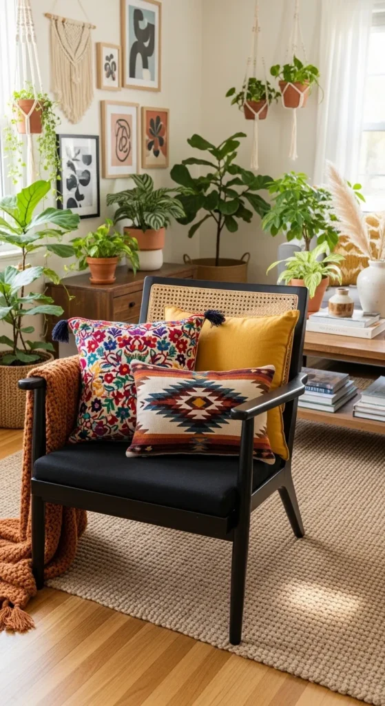 Black Boho Living Room