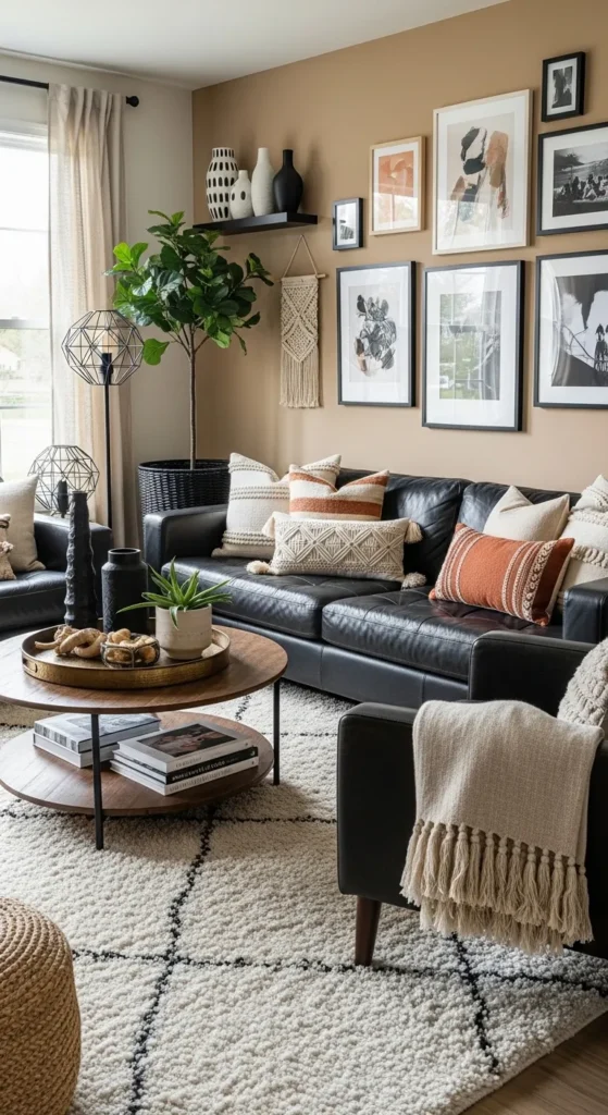 Black Boho Living Room