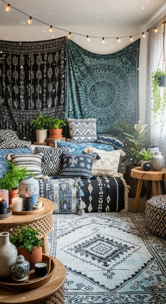 Black and Blue Living Room