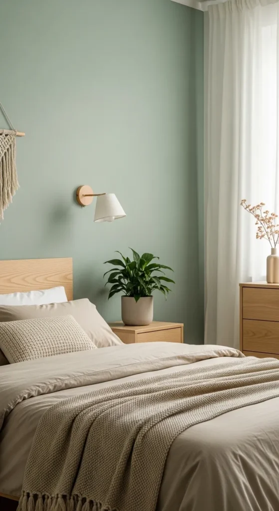 Sage Green Beige Bedroom
