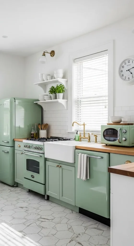 Sage Green and White Kitchen