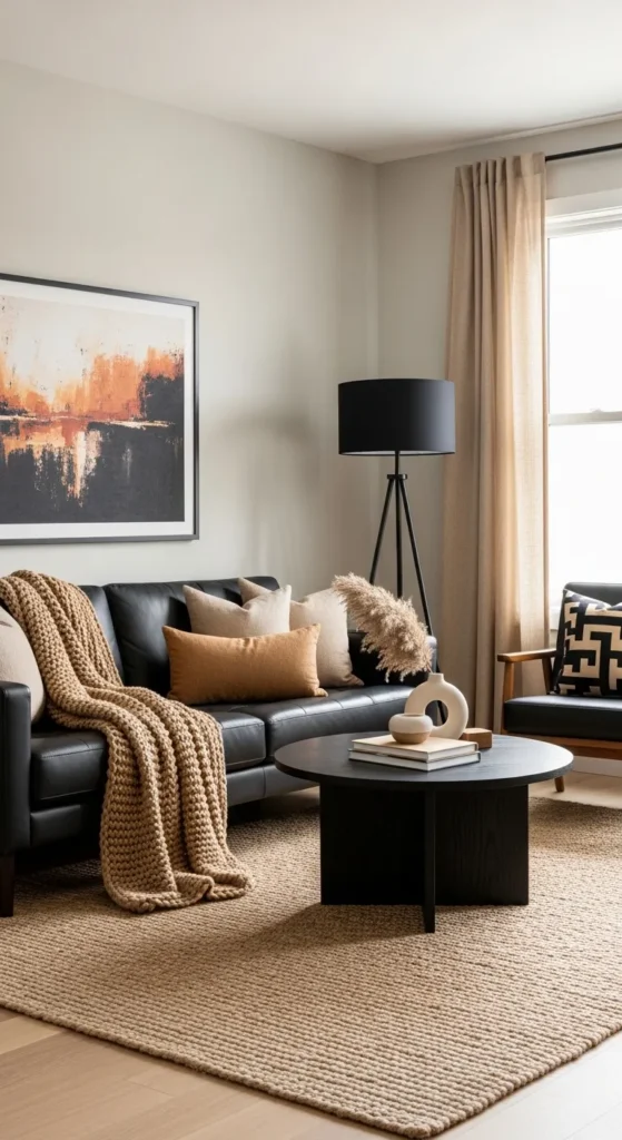 Black Boho Living Room