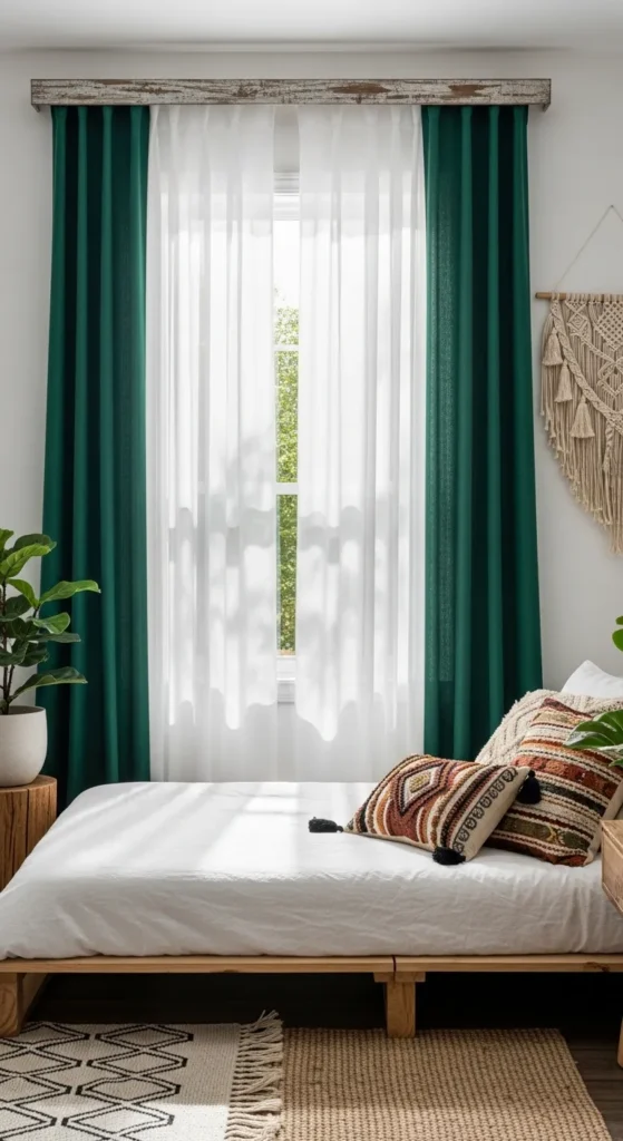 Emerald Green Boho Bedroom Ideas