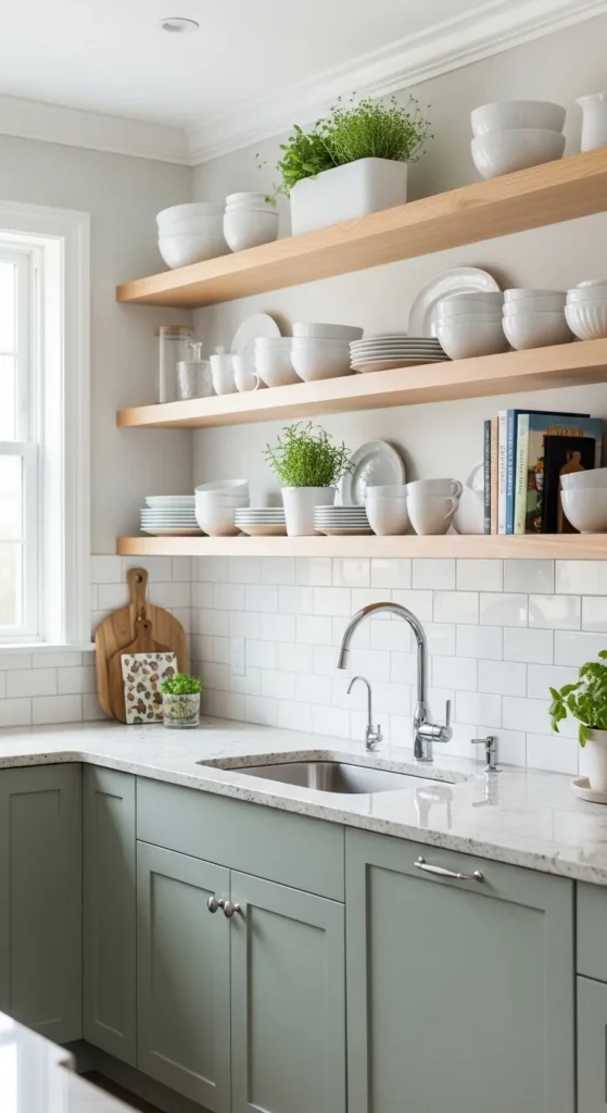 Sage Green and Wood Kitchen