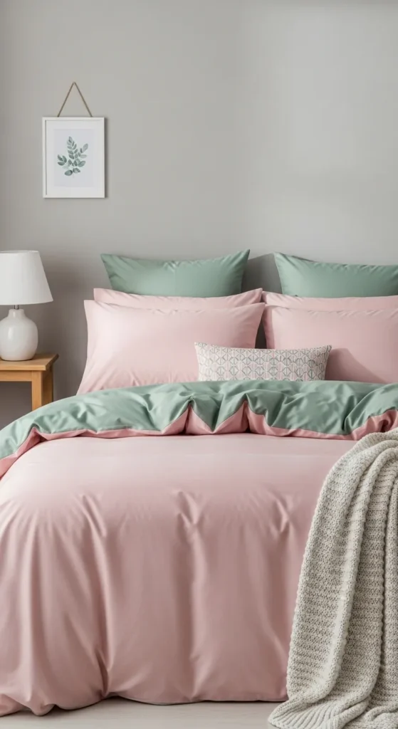 Sage Green Pink Bedroom