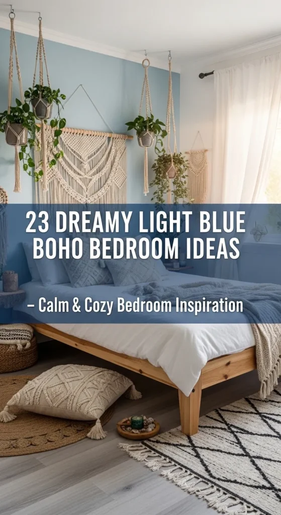 Light Blue Boho Bedroom Decor