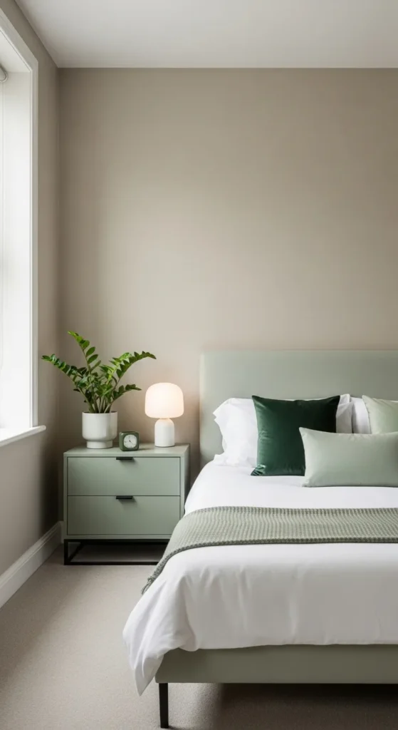 Sage Green Beige Bedroom