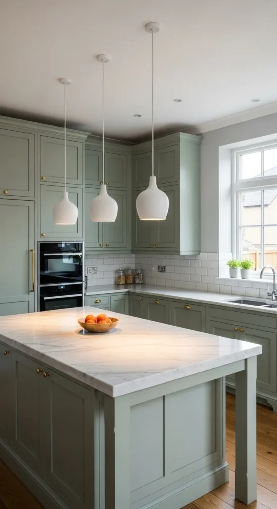 Sage Green and White Kitchen