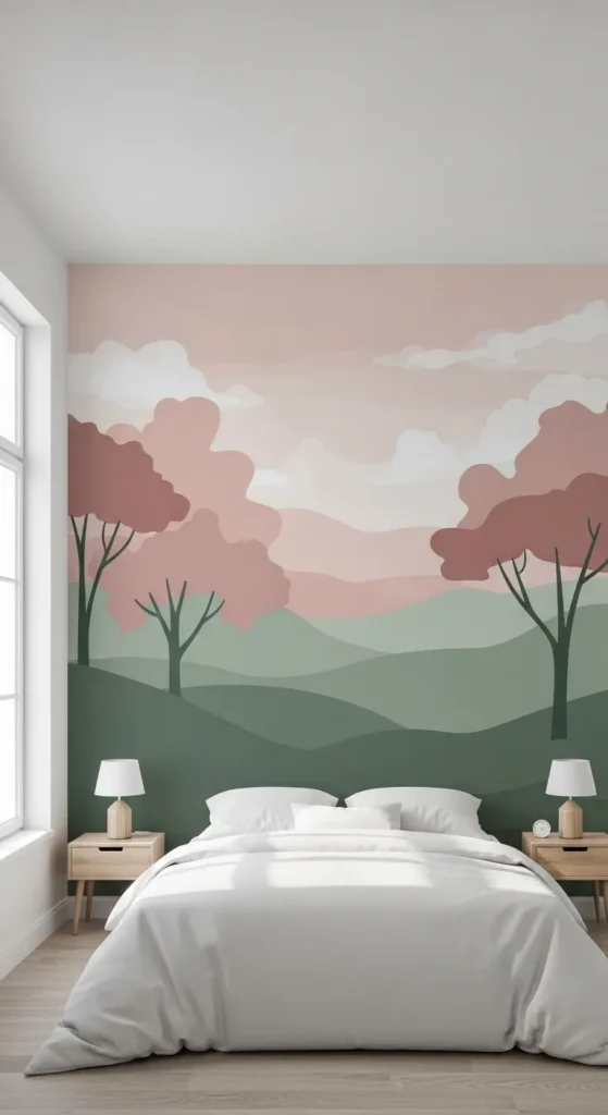 Sage Green Pink Bedroom