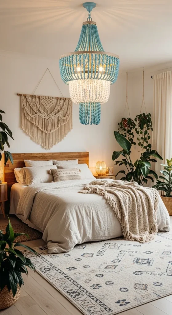 Light Blue Boho Bedroom Decor