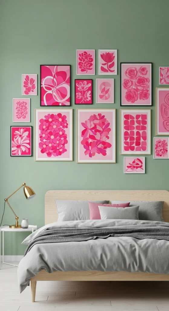 Sage Green Pink Bedroom