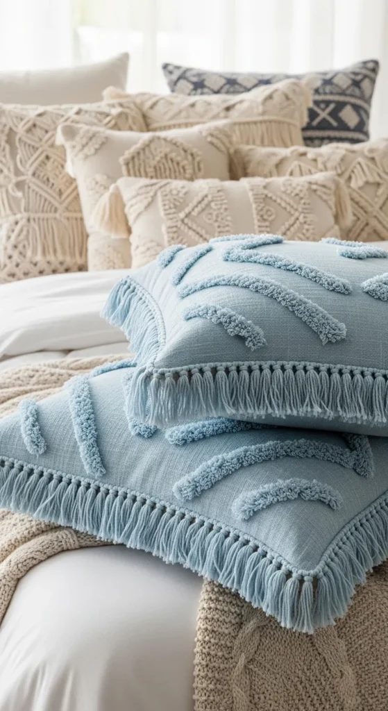 Light Blue Boho Bedroom Decor