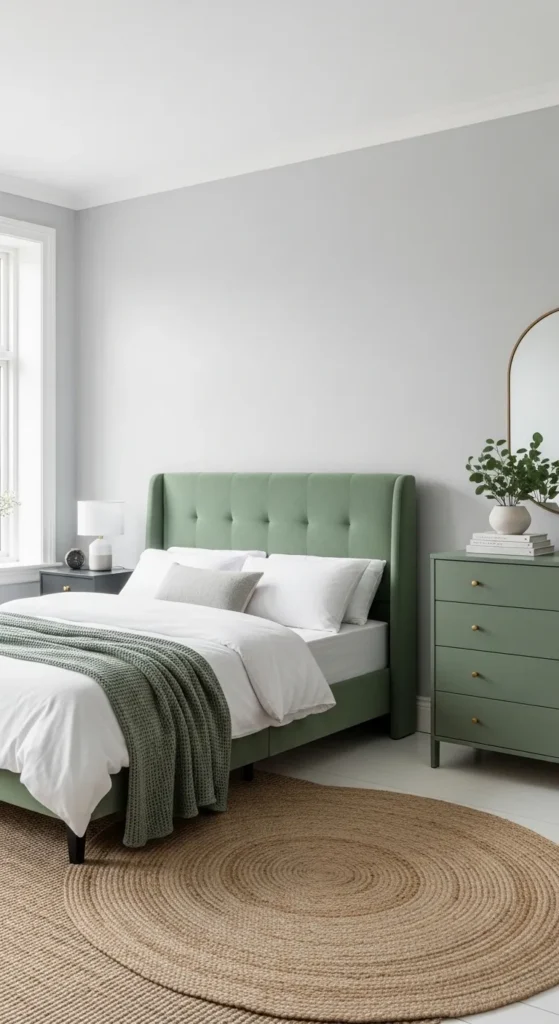 Sage Green and Grey Bedroom