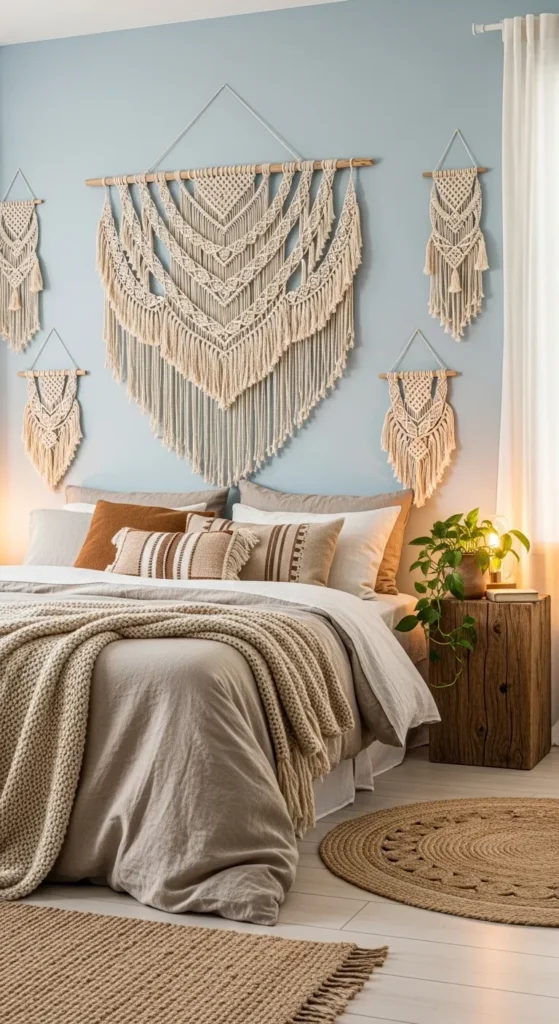 Light Blue Boho Bedroom Decor
