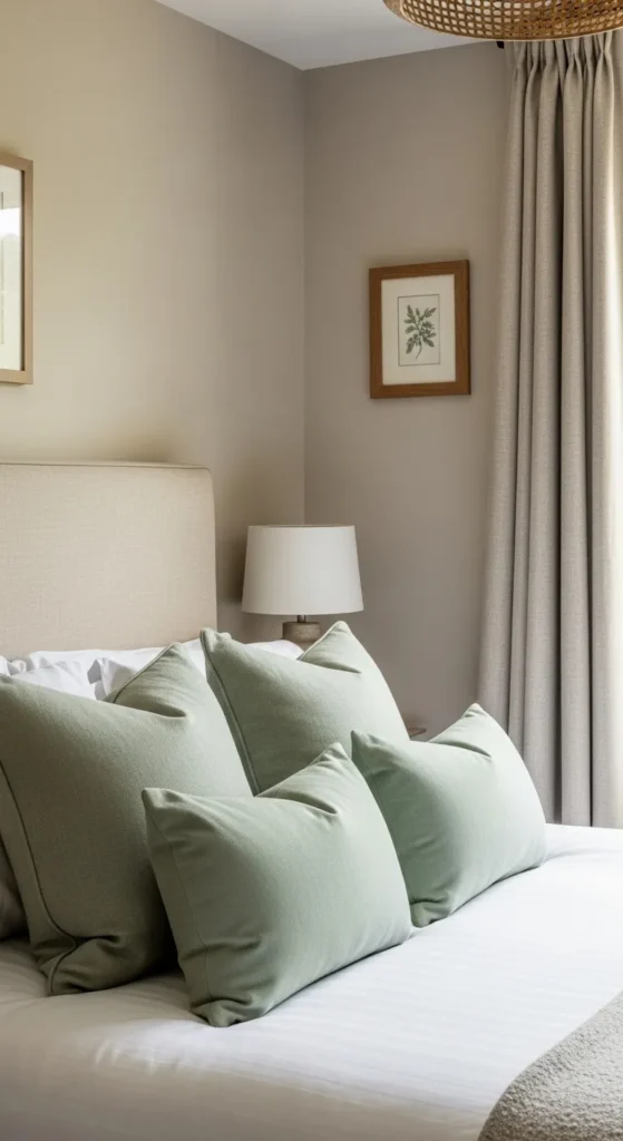 Sage Green Beige Bedroom