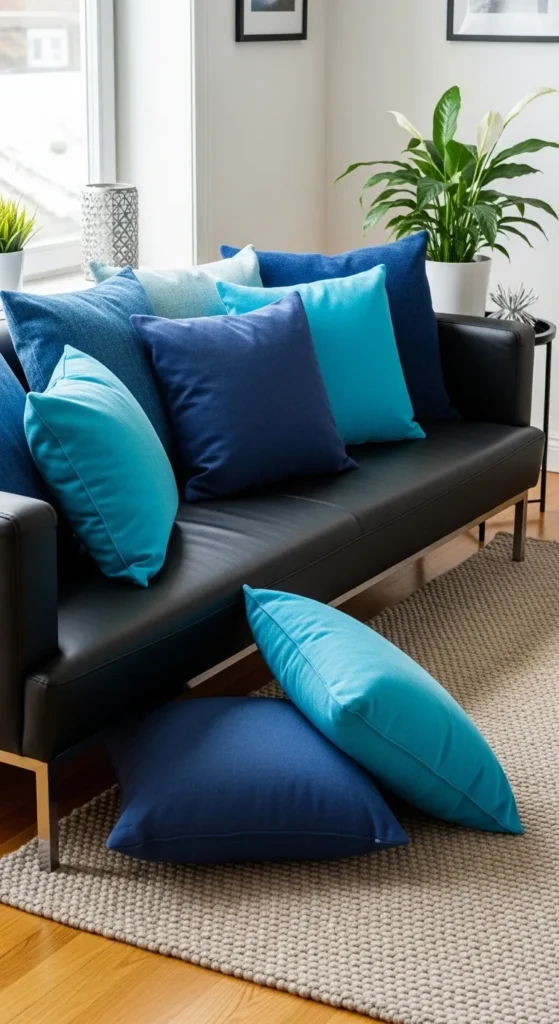 Black and Blue Living Room