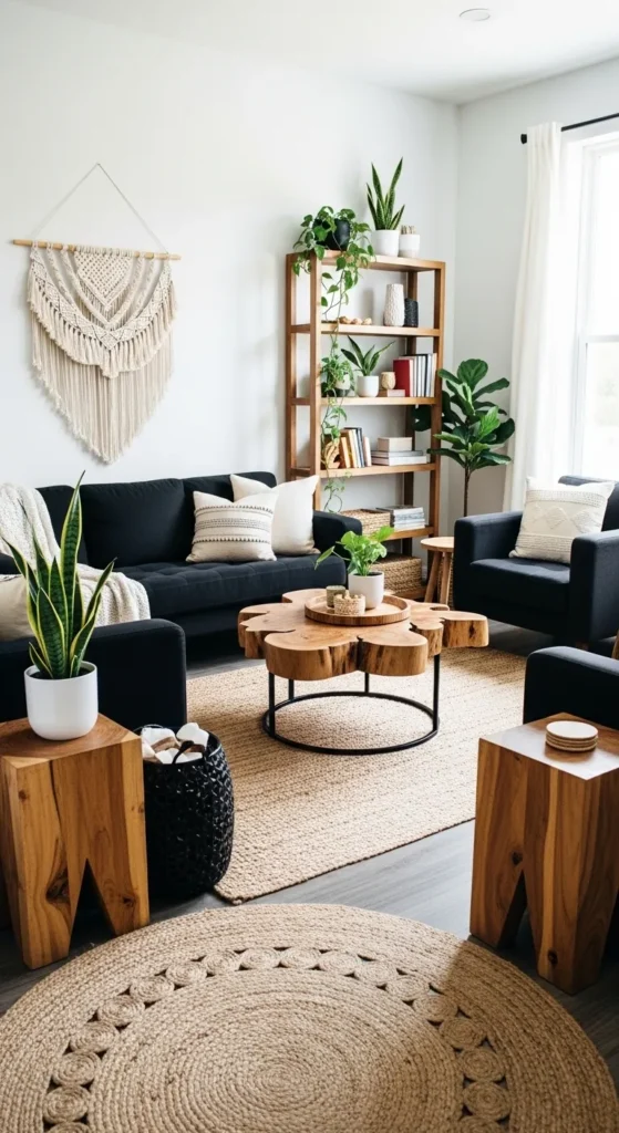 Black Boho Living Room