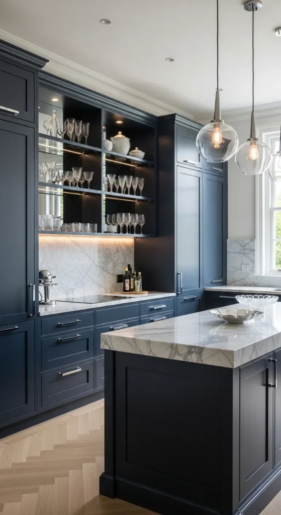Kitchen with Blue Cabinets