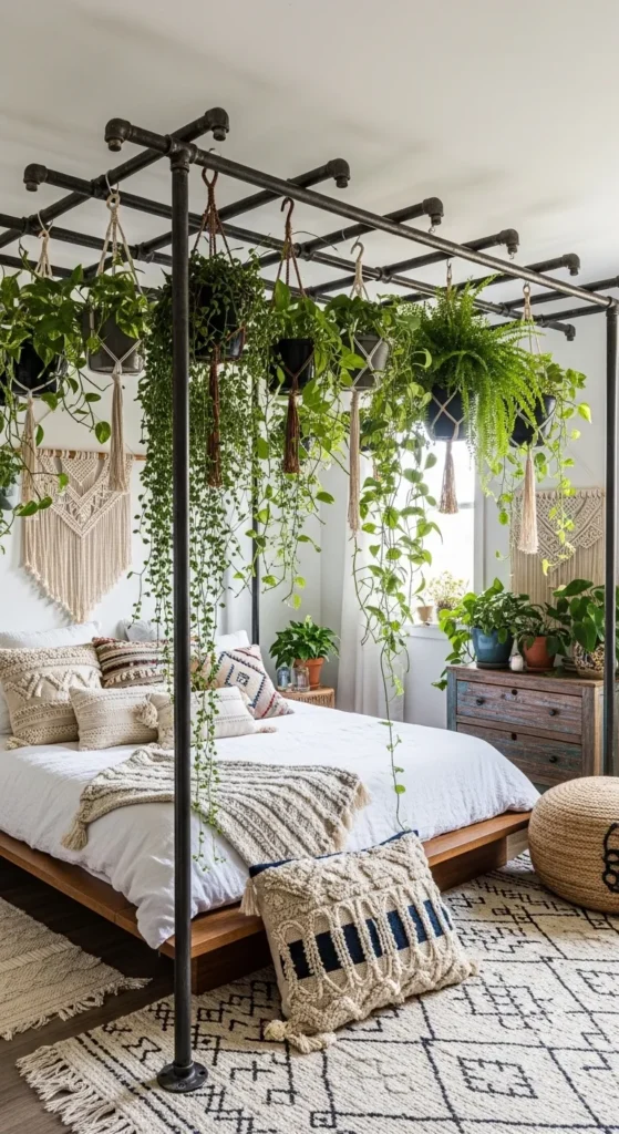 Boho Bedroom Ideas with Hanging Plants