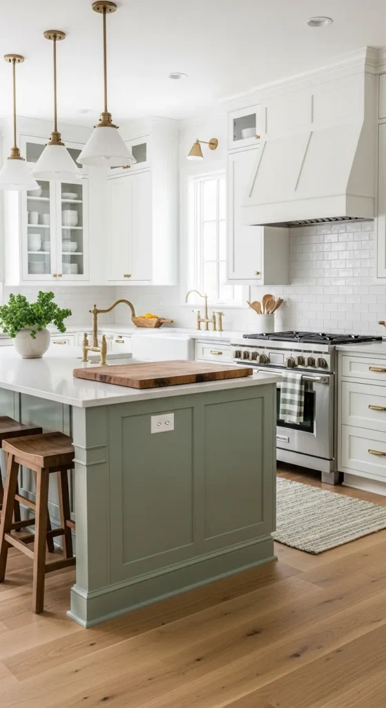 Sage Green and White Kitchen