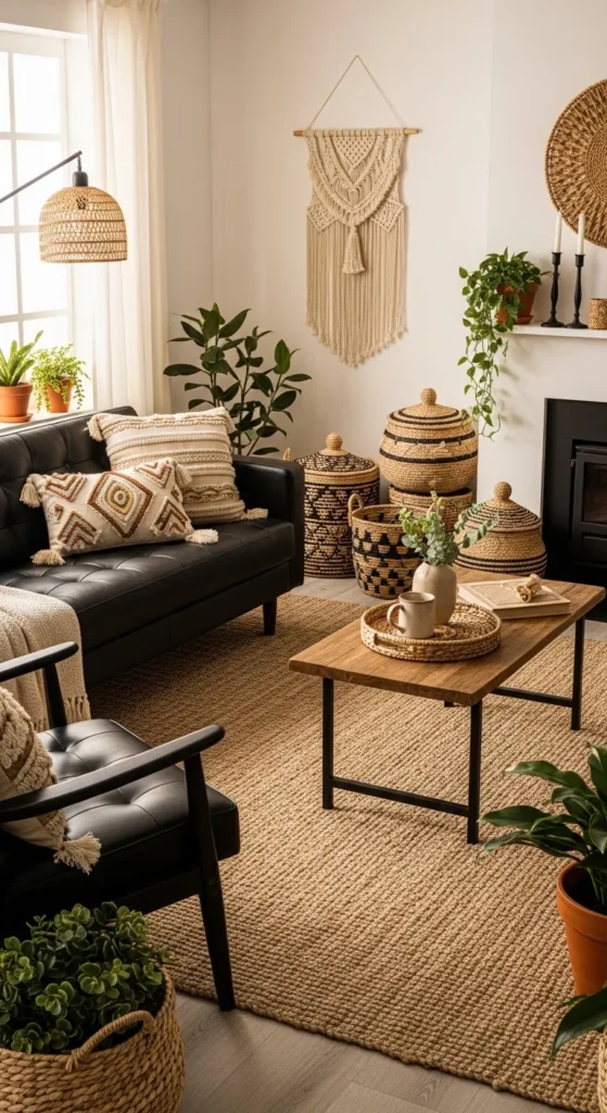 Black Boho Living Room