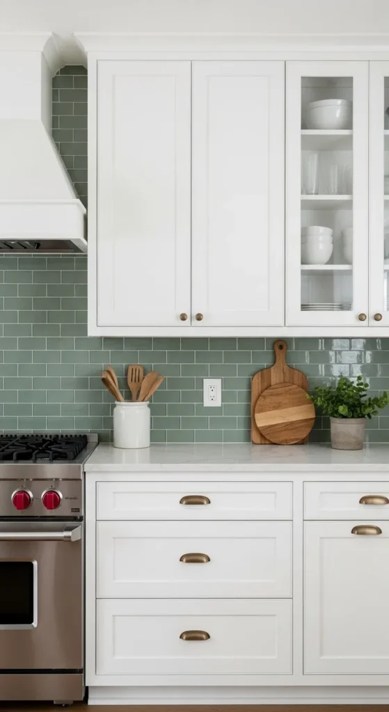 Sage Green and White Kitchen