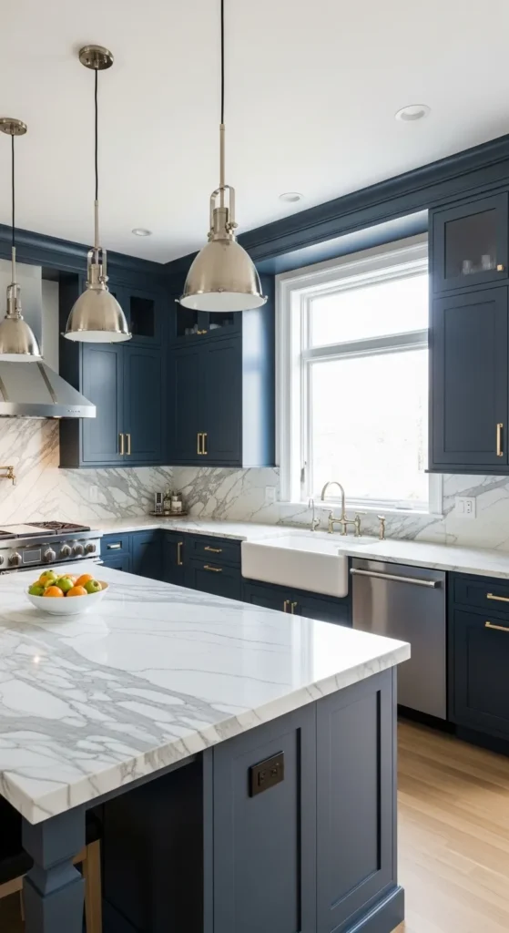 Kitchen with Blue Cabinets