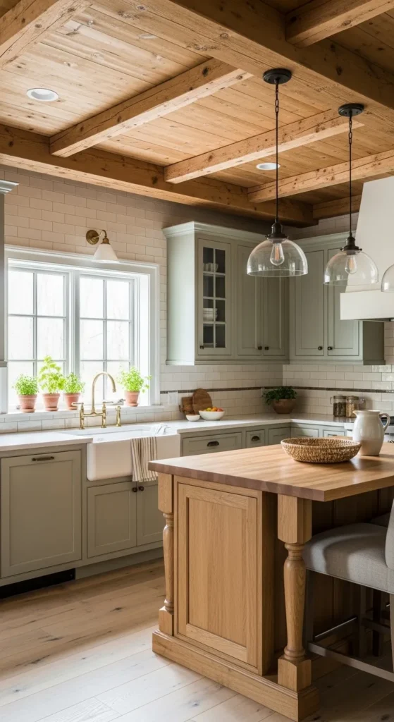 Sage Green and Wood Kitchen