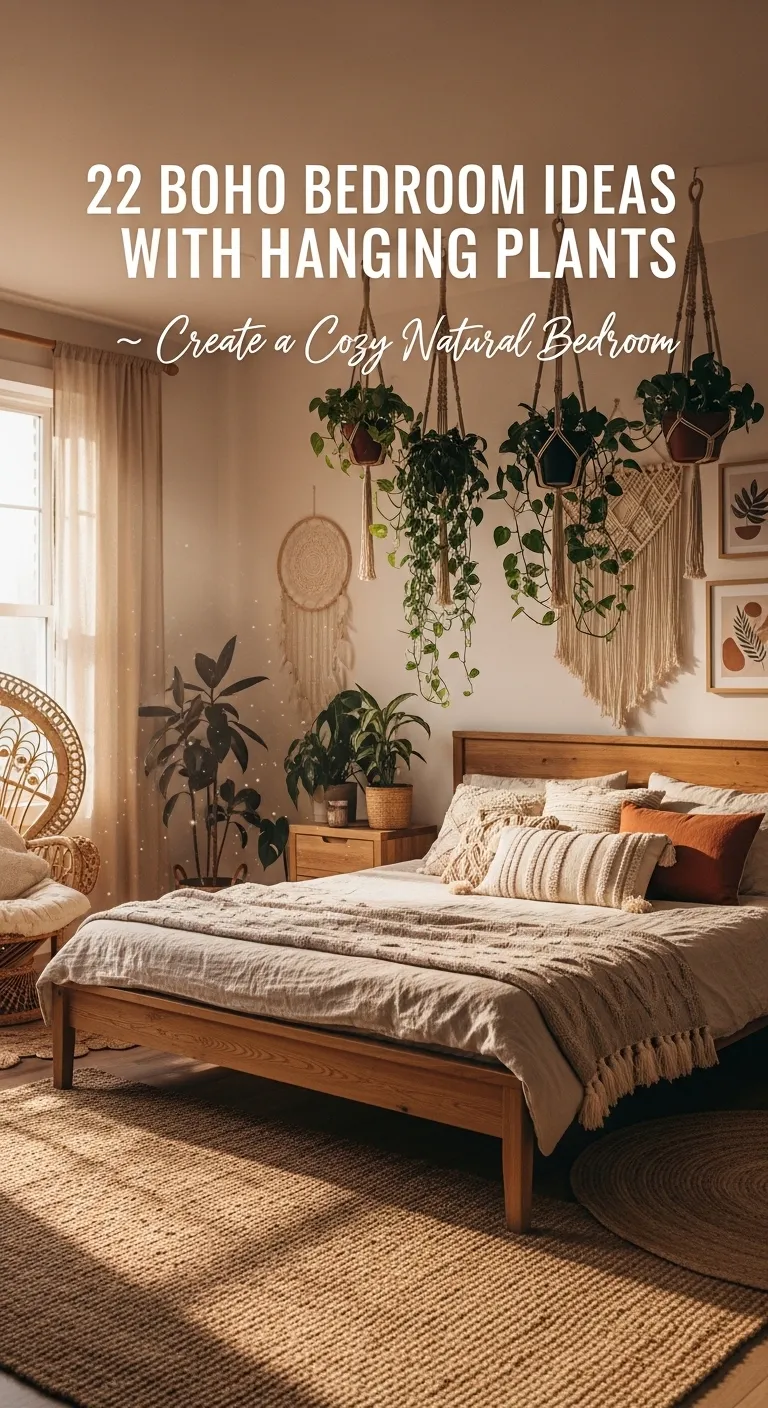 Boho Bedroom Ideas with Hanging Plants
