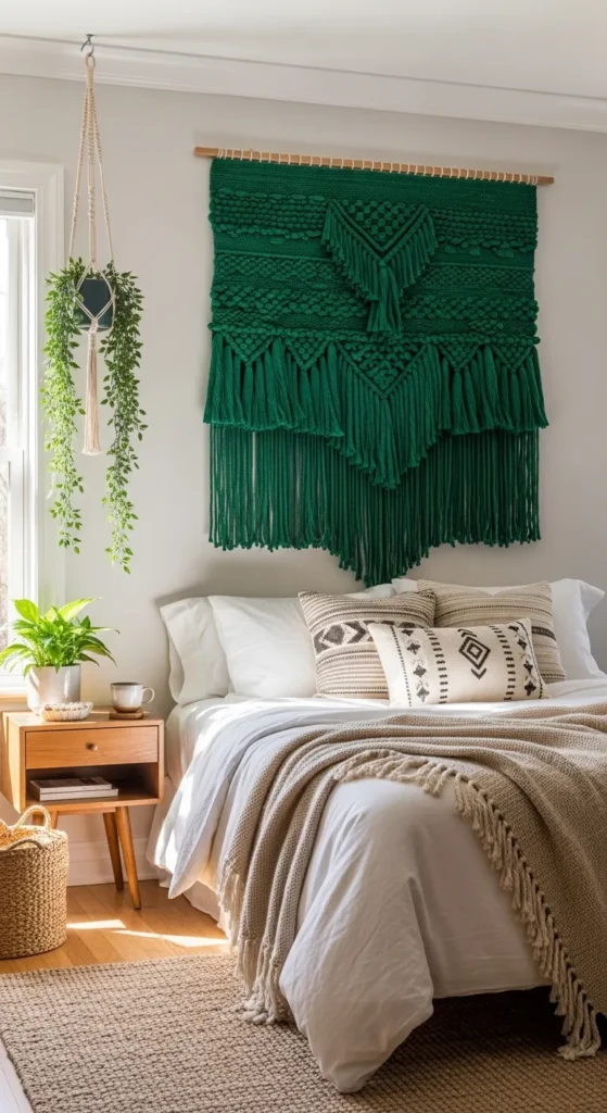 Emerald Green Boho Bedroom Ideas