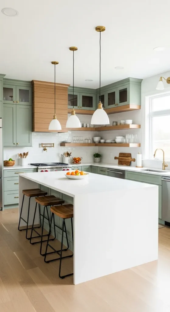 Sage Green and Wood Kitchen