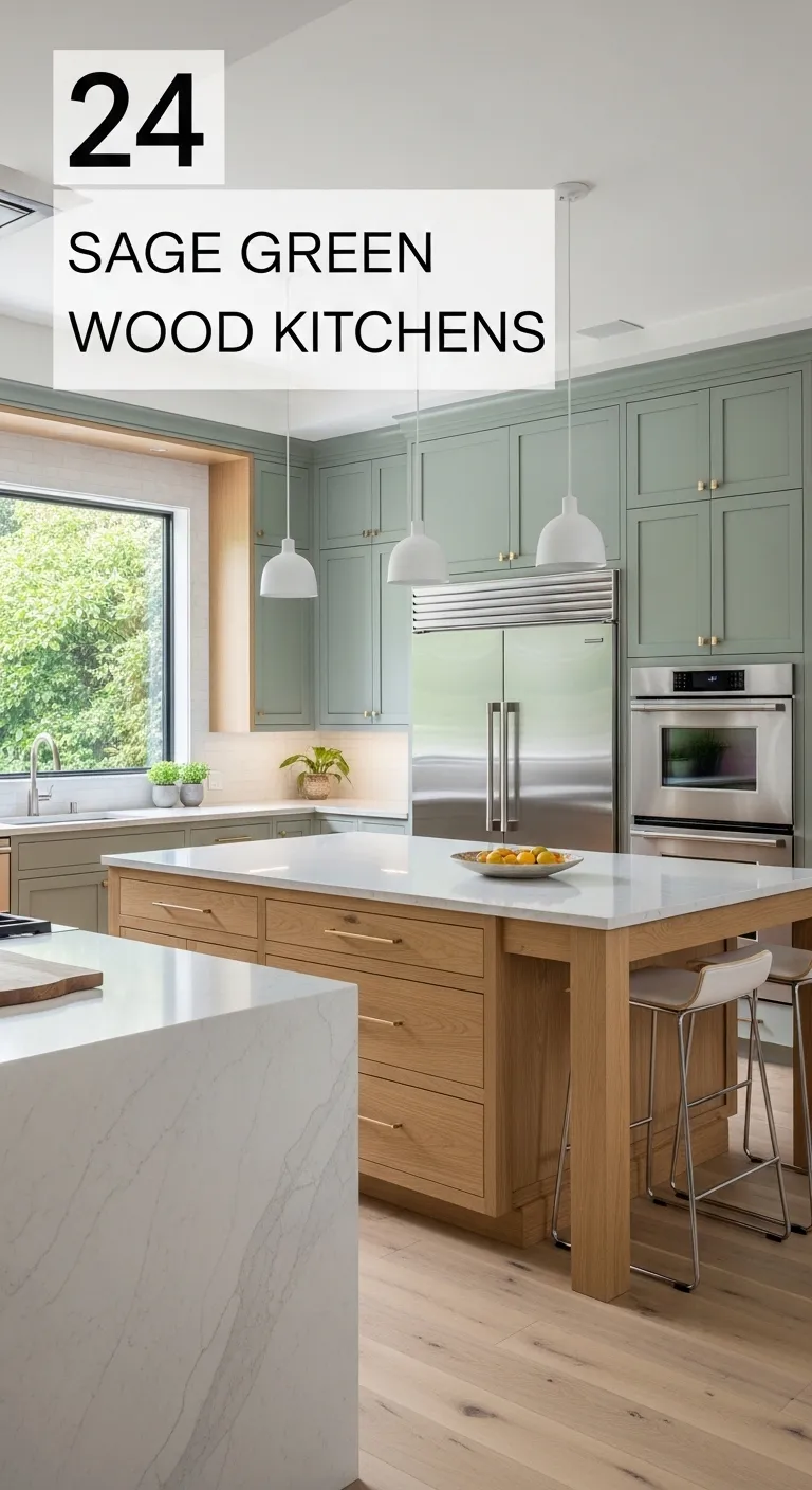 Sage Green and Wood Kitchen