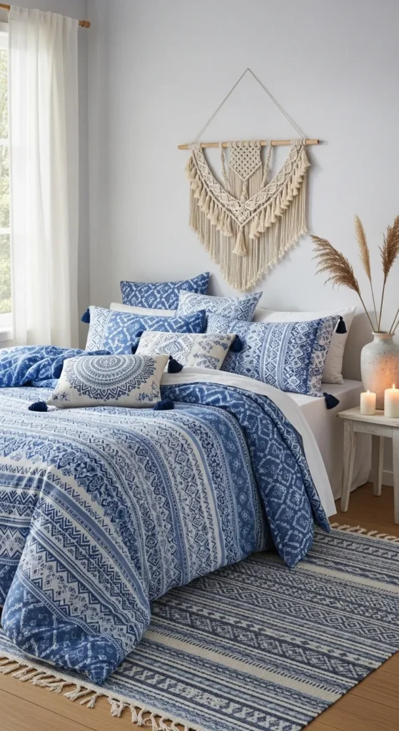 Light Blue Boho Bedroom Decor